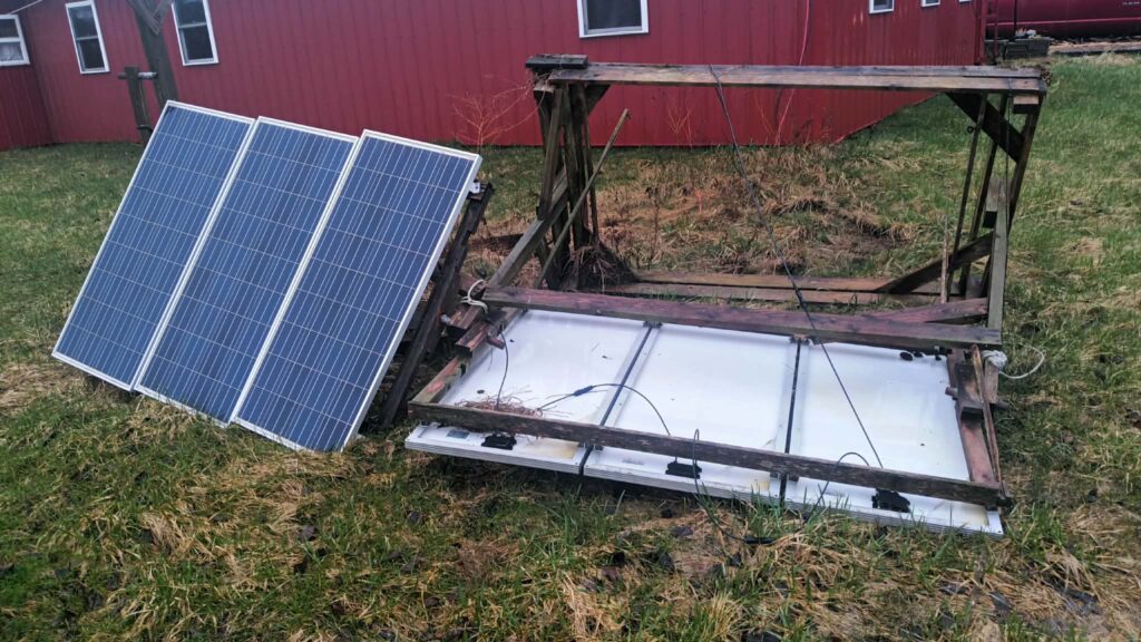 farm solar panels down by wind